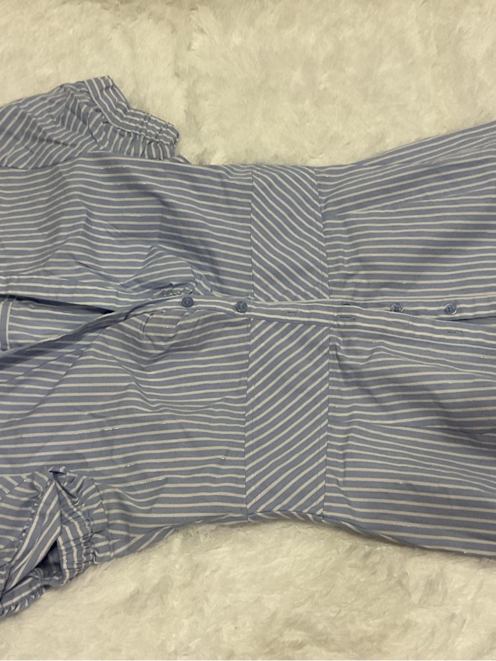 New York & Company Light Blue and White Striped Shirt